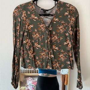 Floral long Sleeve Top - Green